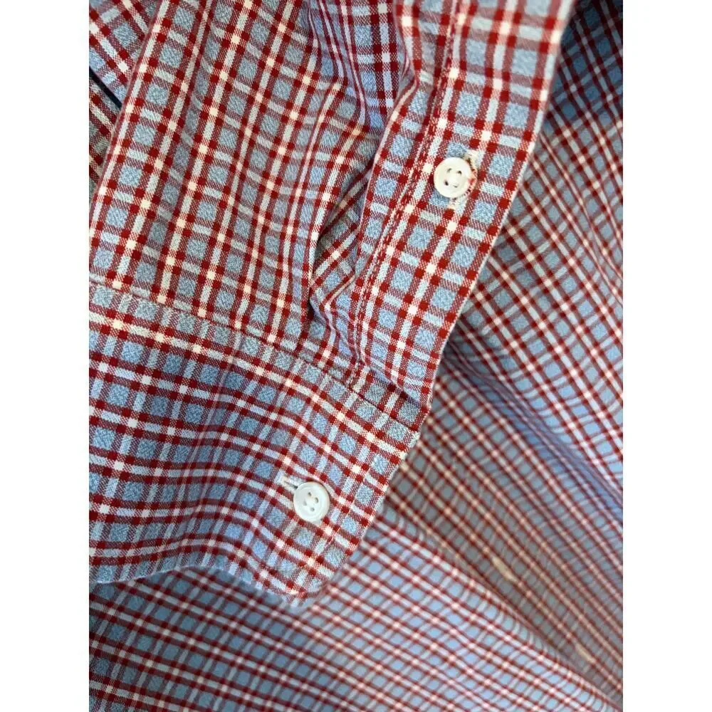 J.Crew Slim Red Plaid Button Down Shirt Size L 100% Cotton